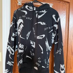 Nike Black Hoodie with White Graphics